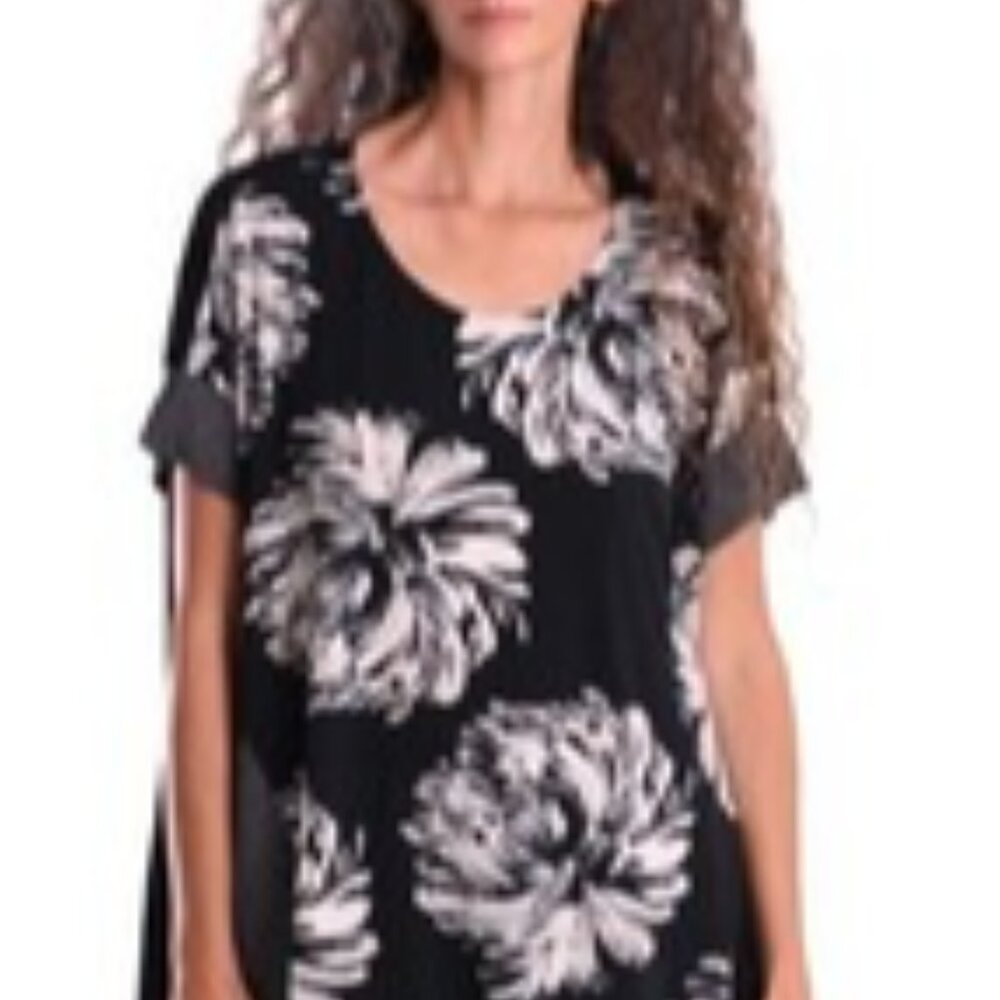 Alembika Dahlia Mixed Media Swing Top, Size S, Bl… - image 1